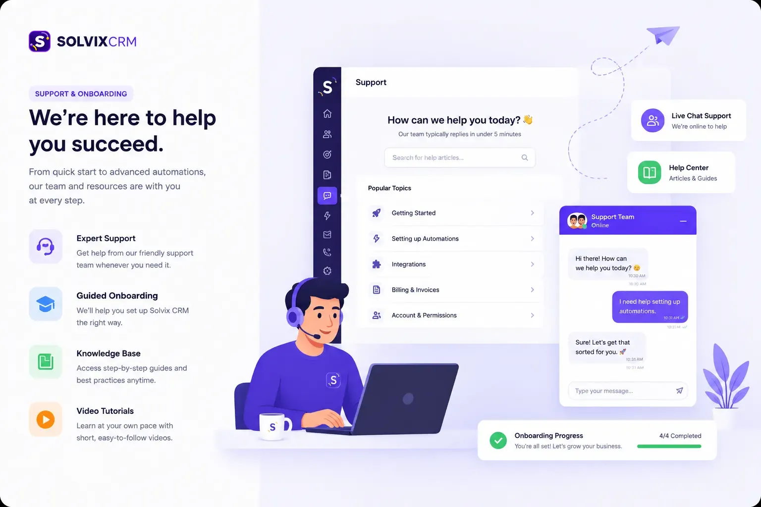 Solvix CRM support & onboarding